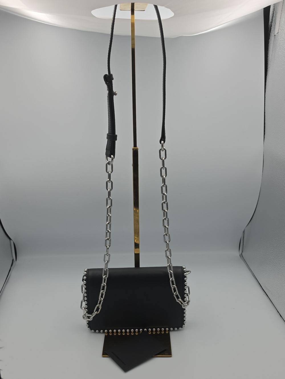 Alexander Wang Attica Biker Silver Chain Flap Stud Small Crossbody Bag (EUC)🖤🩶 - Picture 1 of 16